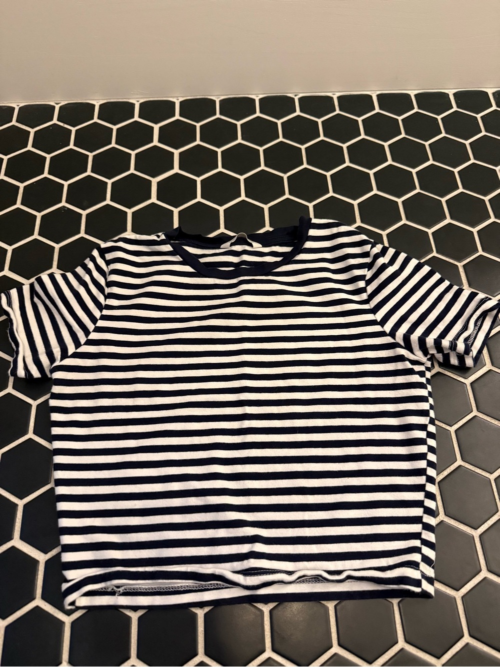 Zara Navy & White Striped Short Sleeve Tee